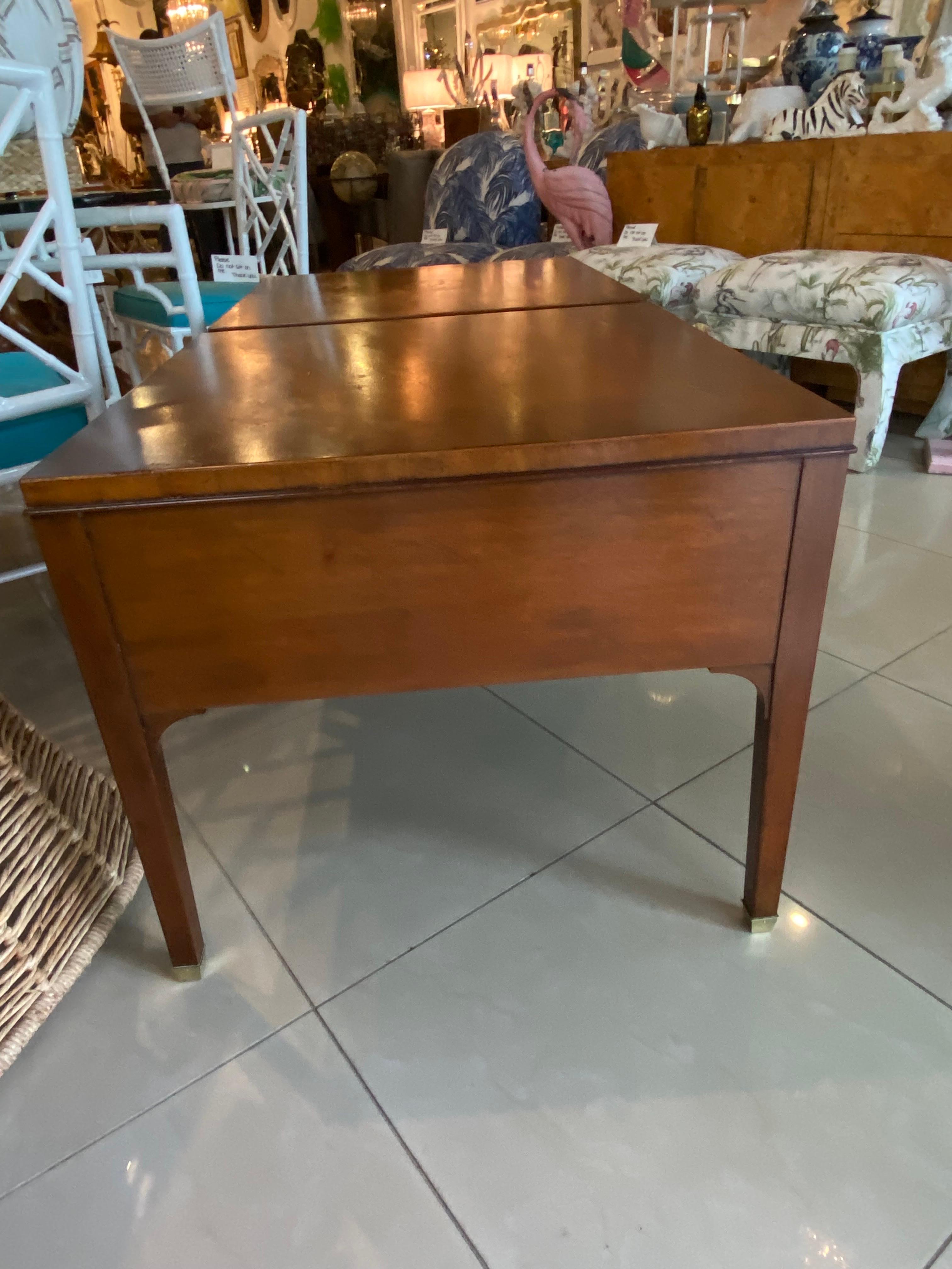 Vintage Pair Brass Wood Kittinger Nightstands End Side Tables Mid Century Modern For Sale 9