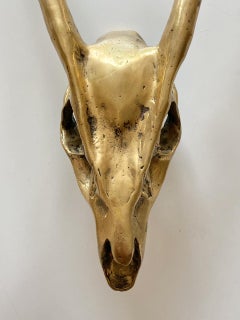 Coppia vintage di sculture in bronzo di animali Blesbok