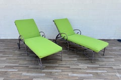 Vintage Pair Brown Jordan Florentine Chaise Lounge Chairs With Original Cushions