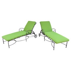 Vintage Pair Brown Jordan Florentine Chaise Lounge Chairs With Original Cushions