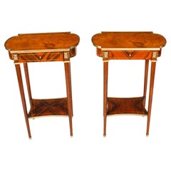 Vintage Pair Burr Walnut Occasional Side Tables Vintage Pair Burr Walnut Occasional Side Tables