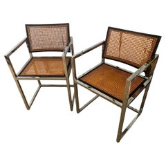 Vintage Pair Cane Back 1970
s Chrome 
Cane Back Armchairs