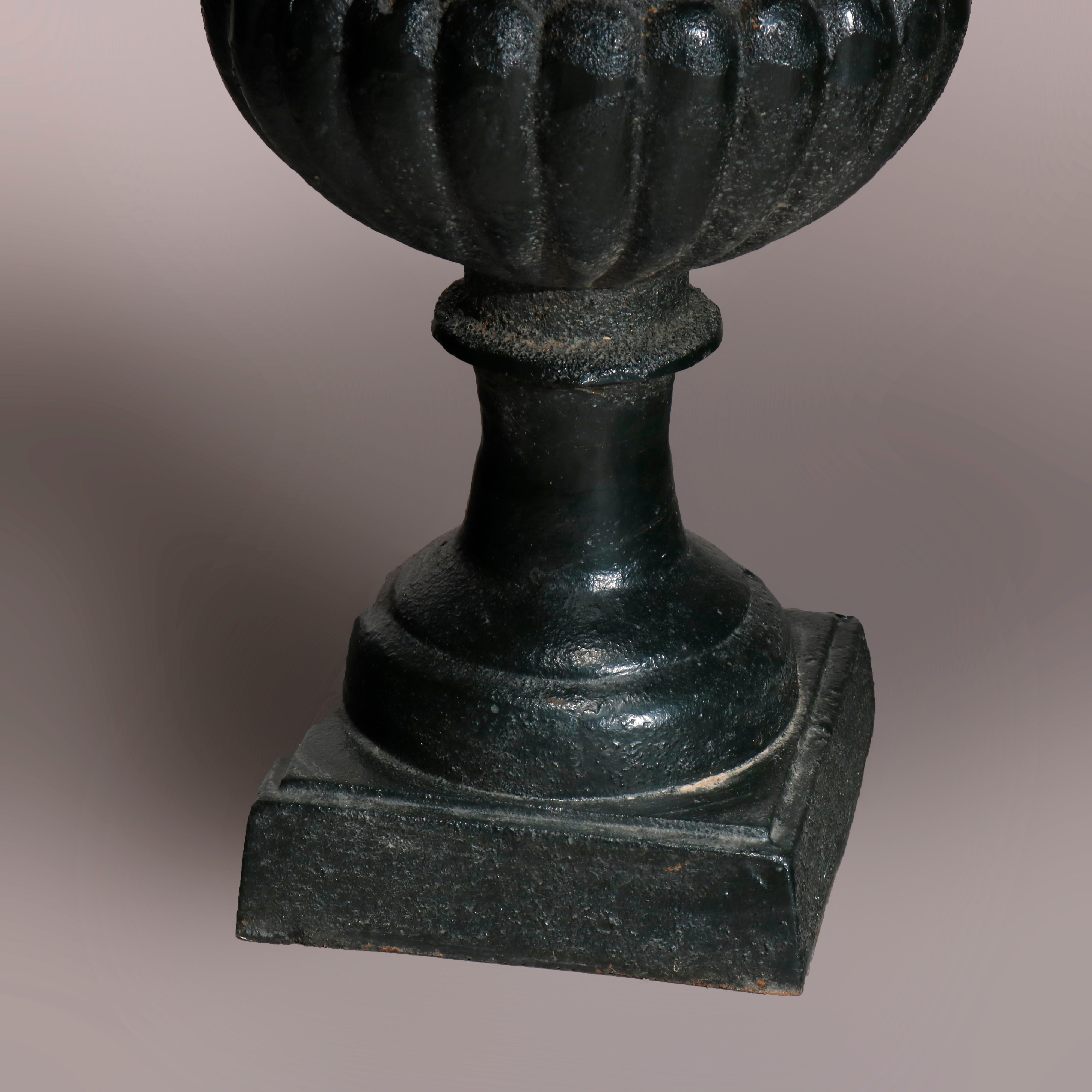 Vintage Pair of Cast Iron Classical Garden Urns, 20th Century 8