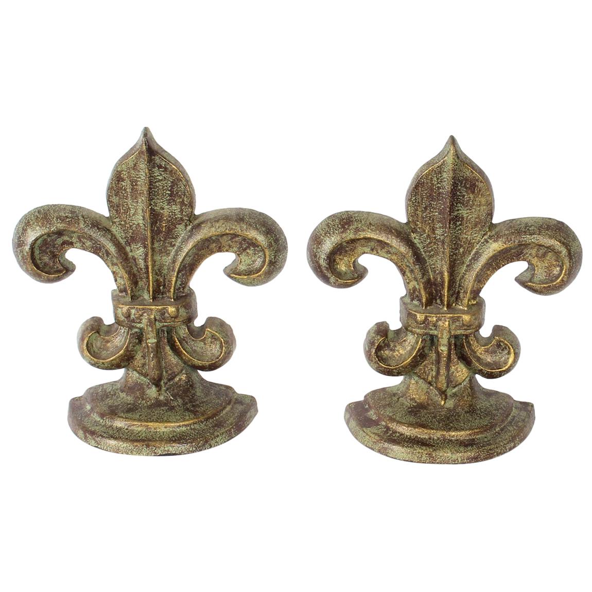 Vintage Pair of Cast Iron Fleur De Lys Door Stops, 20th Century