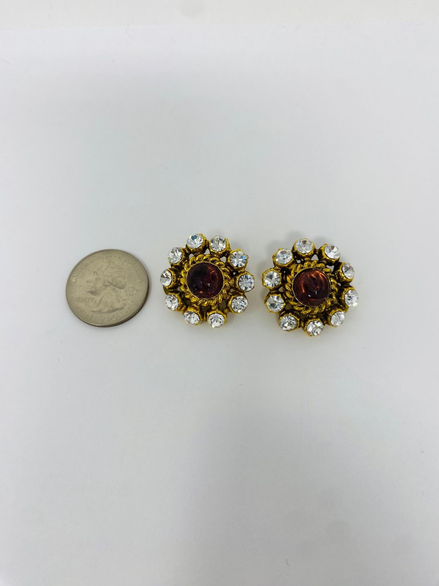 Vintage Pair Chanel Paris Gripoix Earrings For Sale 2
