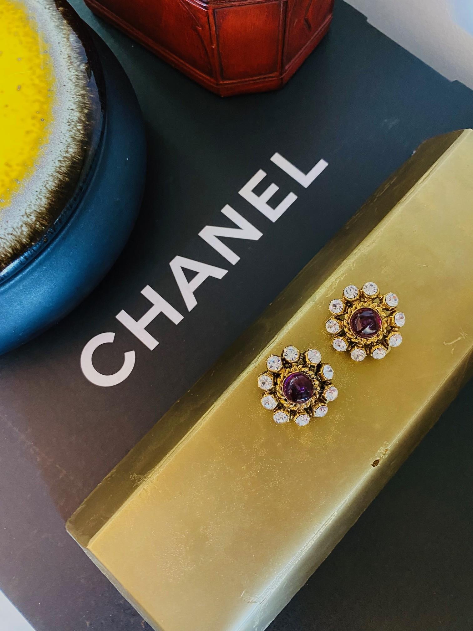 Vintage Pair Chanel Paris Gripoix Earrings For Sale 3