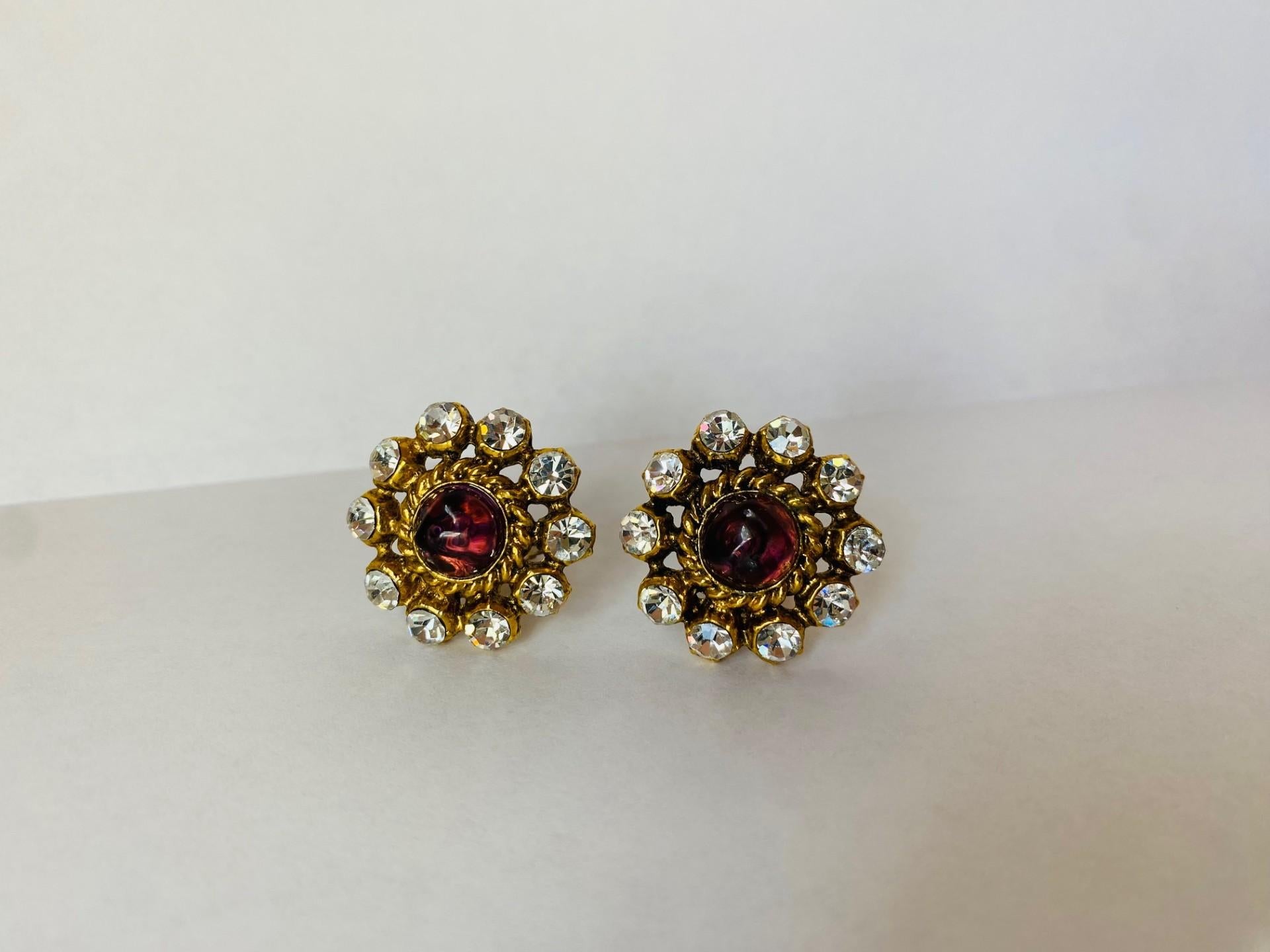 Modern Vintage Pair Chanel Paris Gripoix Earrings For Sale