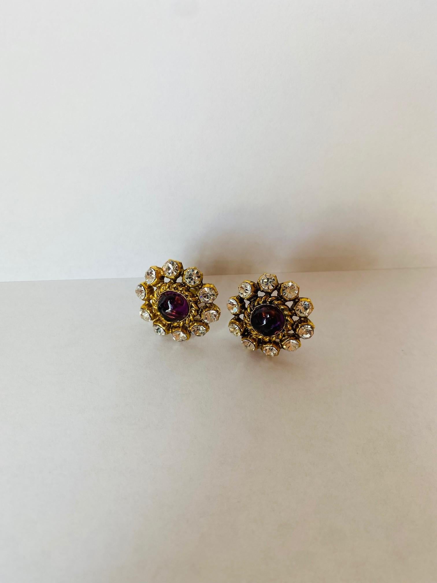 French Vintage Pair Chanel Paris Gripoix Earrings For Sale