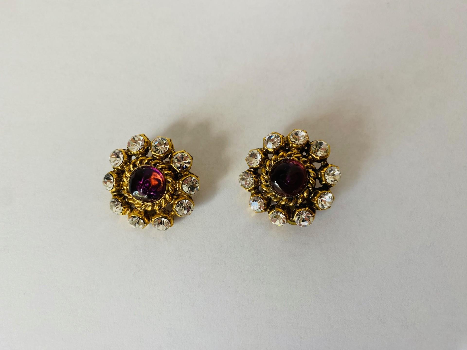 Hand-Crafted Vintage Pair Chanel Paris Gripoix Earrings For Sale
