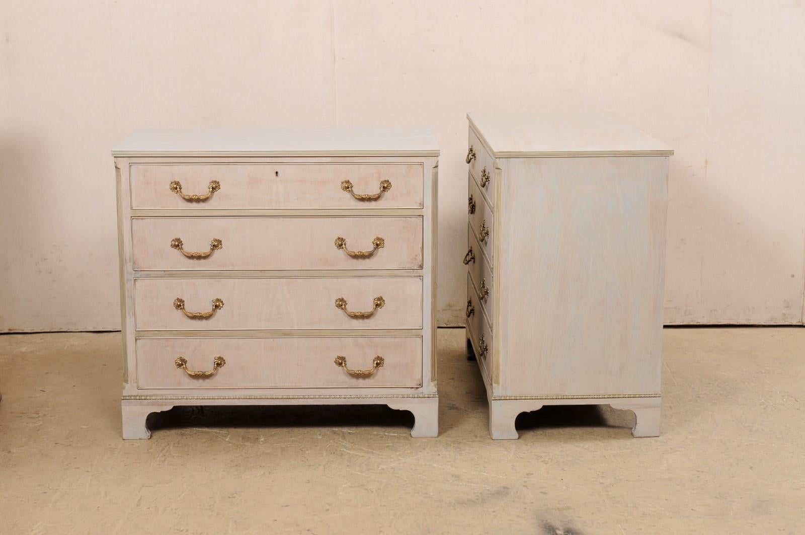 Vintage Pair Chest of Drawers in Pale Blue For Sale 4