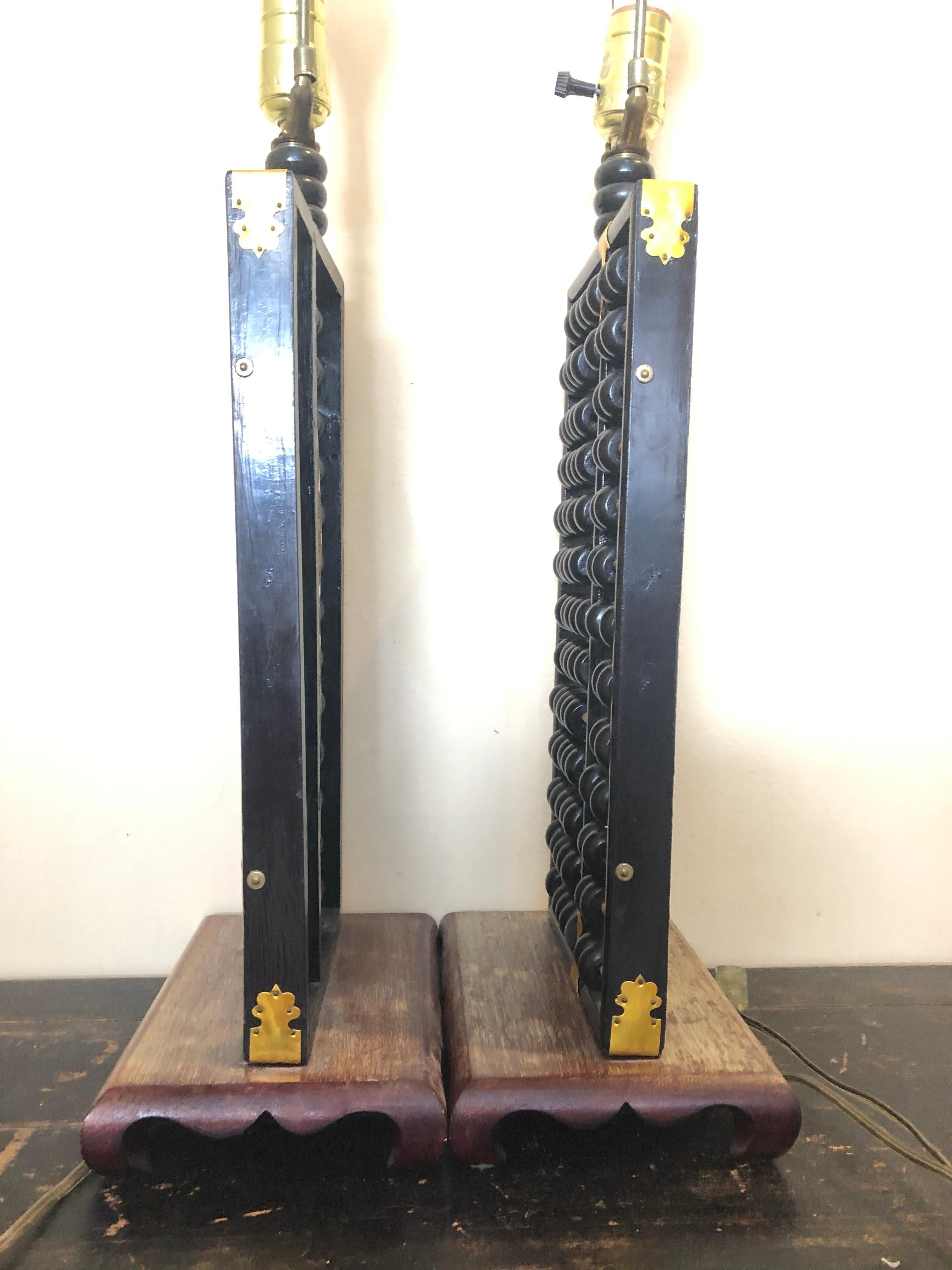 Chinese Export Vintage Pair of Chinese Abacus Lamps For Sale