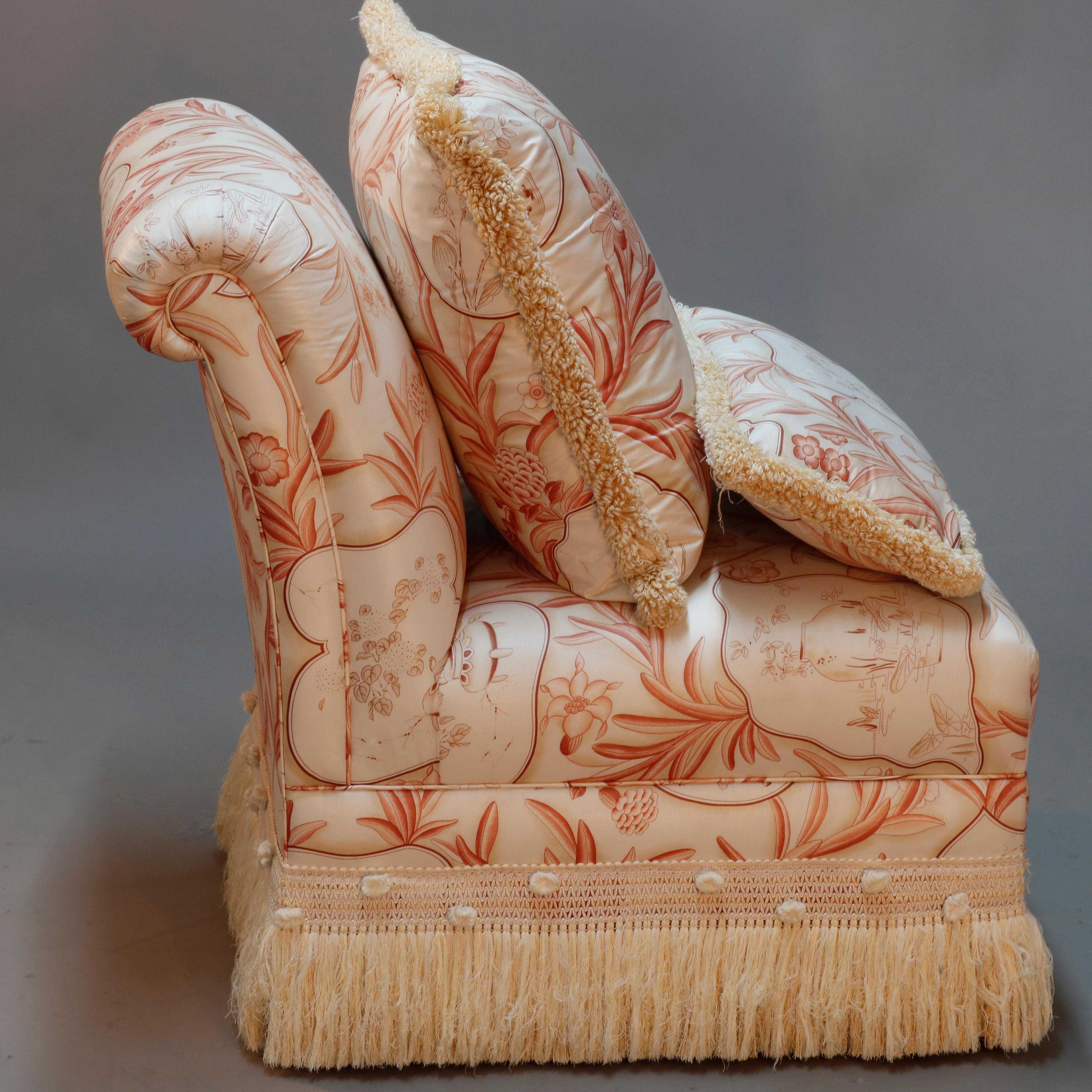 Vintage Pair of Chinoiserie Upholstered Boudoir Slipper Chairs, 20th Century 8