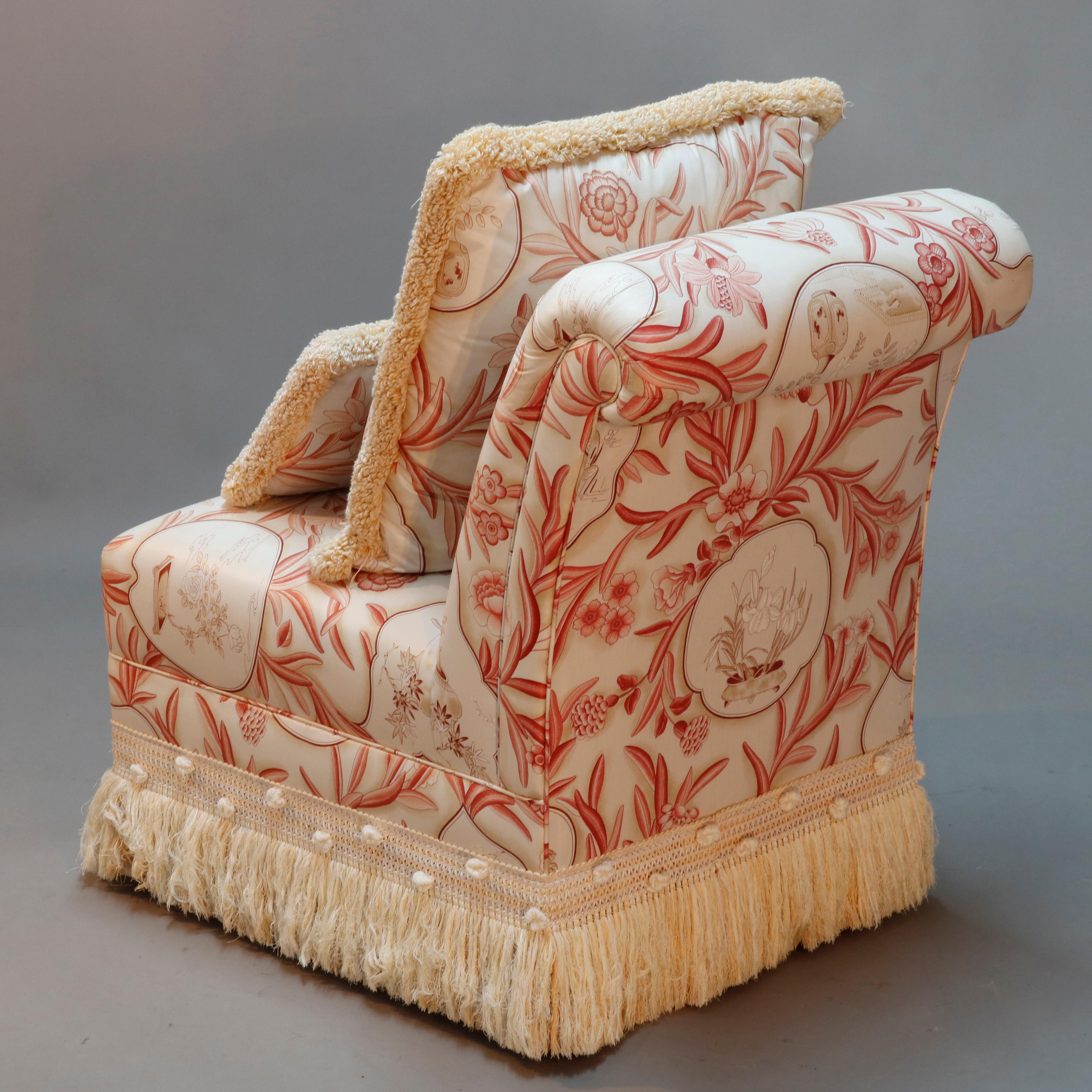 Vintage Pair of Chinoiserie Upholstered Boudoir Slipper Chairs, 20th Century 1