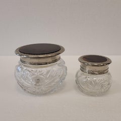 Vintage Pair Crystal silverplate  Ralph Lauren Safari Vanity compacts