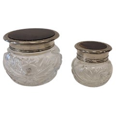 Vintage Pair Crystal silverplate  Ralph Lauren Safari Vanity compacts