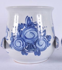Vintage Pair Danish Ceramic Porcelain Pottery Cachepots Bjorn Wiinblad