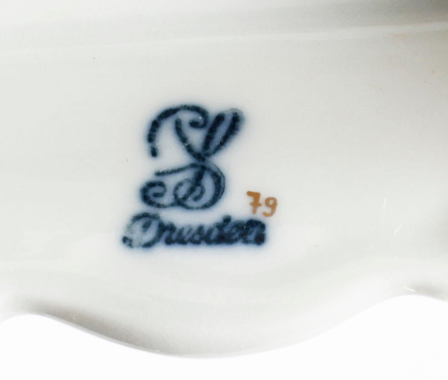 Vintage Pair of Dresden Porcelain Lamps Mid Century 6