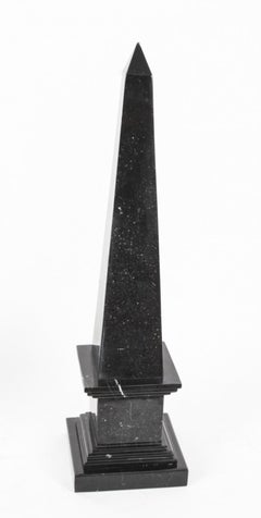 Vintage Pair Empire Revival Black Marble Obelisks 20th C