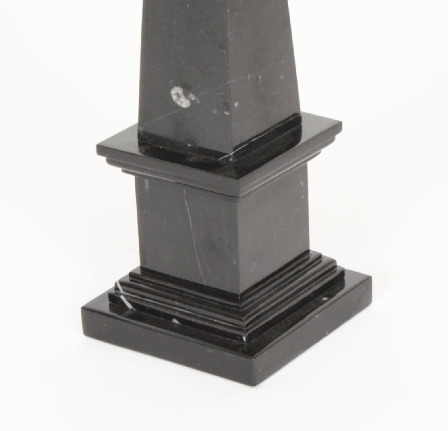 Vintage Pair Empire Revival Black Marble Obelisks 20th Century For Sale 7