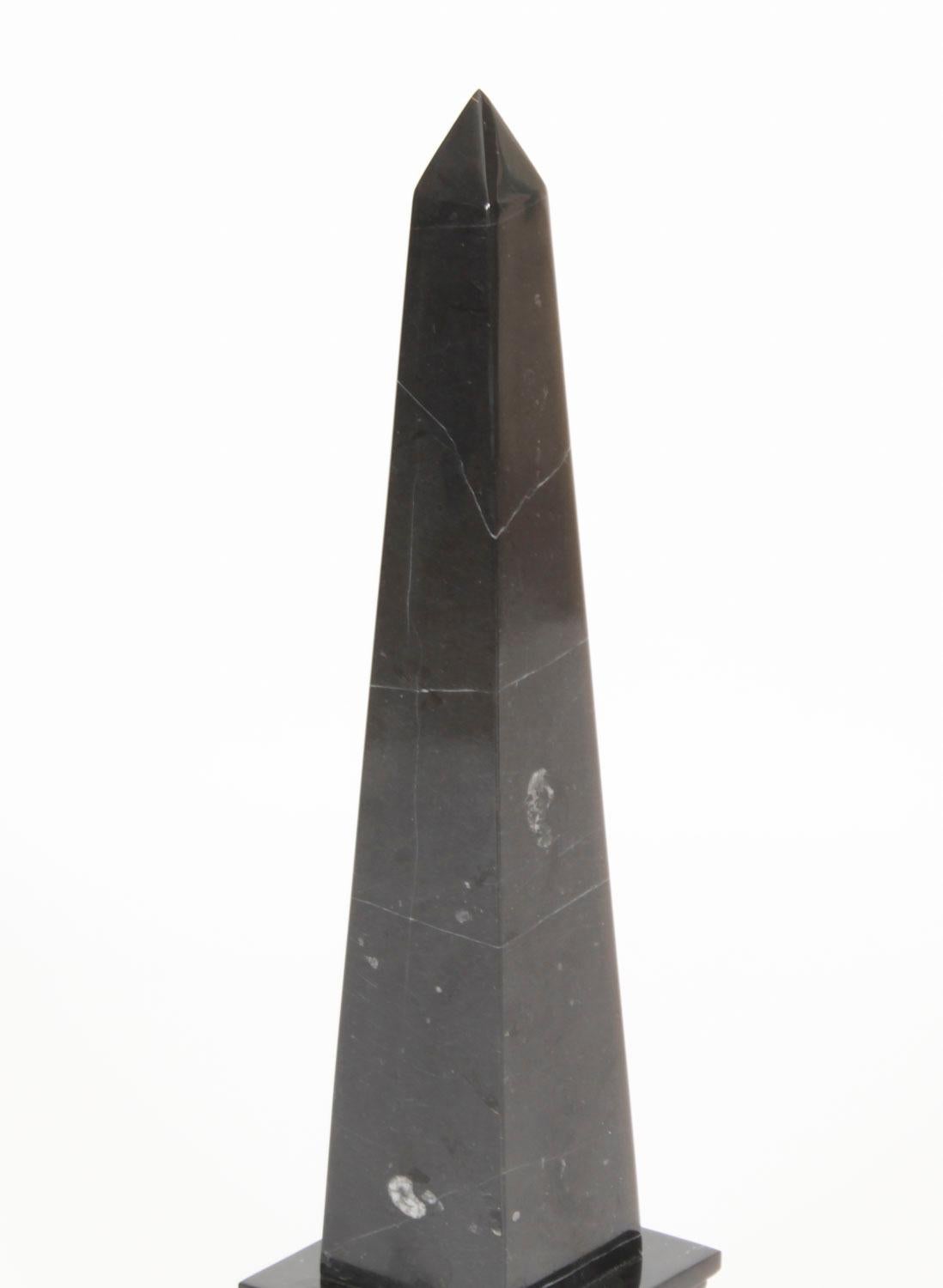 Vintage Pair Empire Revival Black Marble Obelisks 20th Century For Sale 8