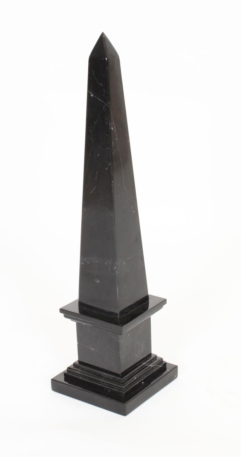 Vintage Pair Empire Revival Black Marble Obelisks 20th Century In Good Condition For Sale In London, GB