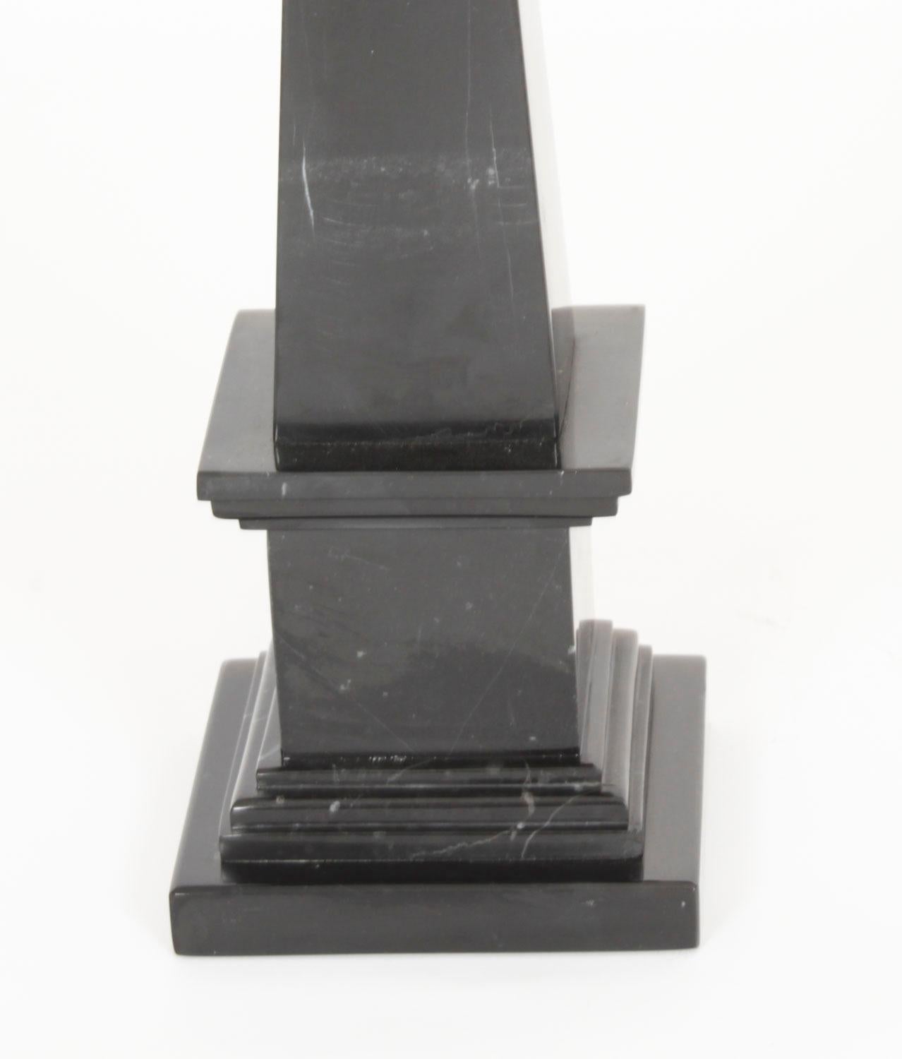 Vintage Pair Empire Revival Black Marble Obelisks 20th Century For Sale 5