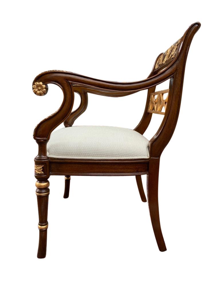 Vintage Pair of Empire Revival Mahogany and Giltwood Armchairs, 20th Century 3