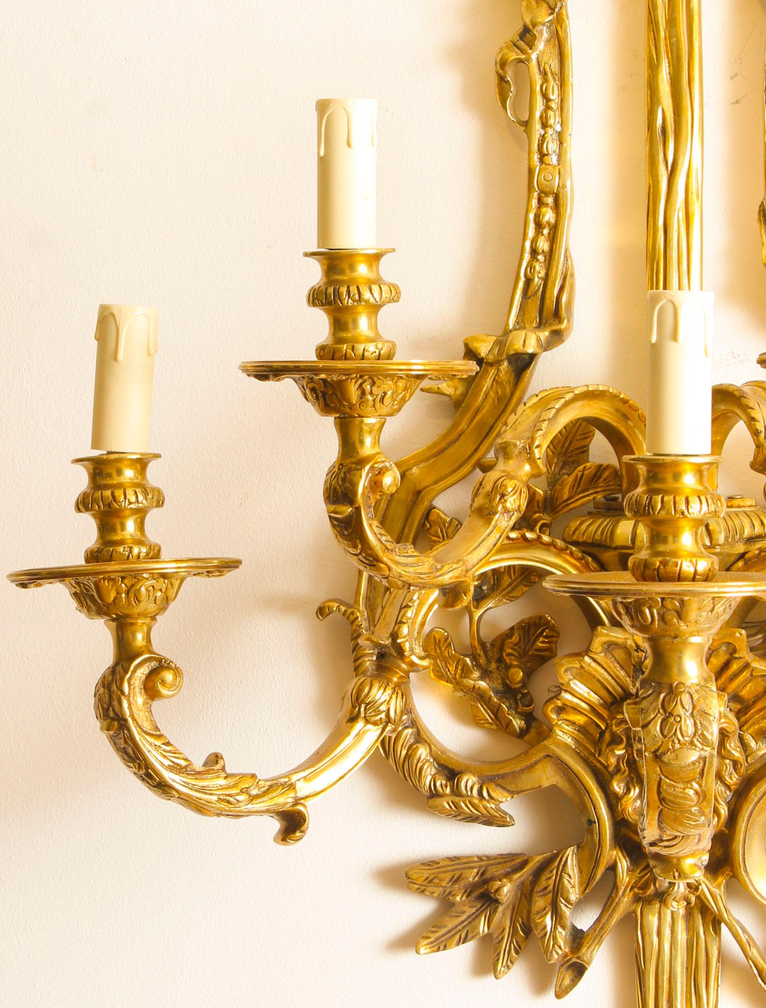 Vintage Pair of Empire Revival Ormolu Wall Lights, 20th Century In Good Condition In London, GB