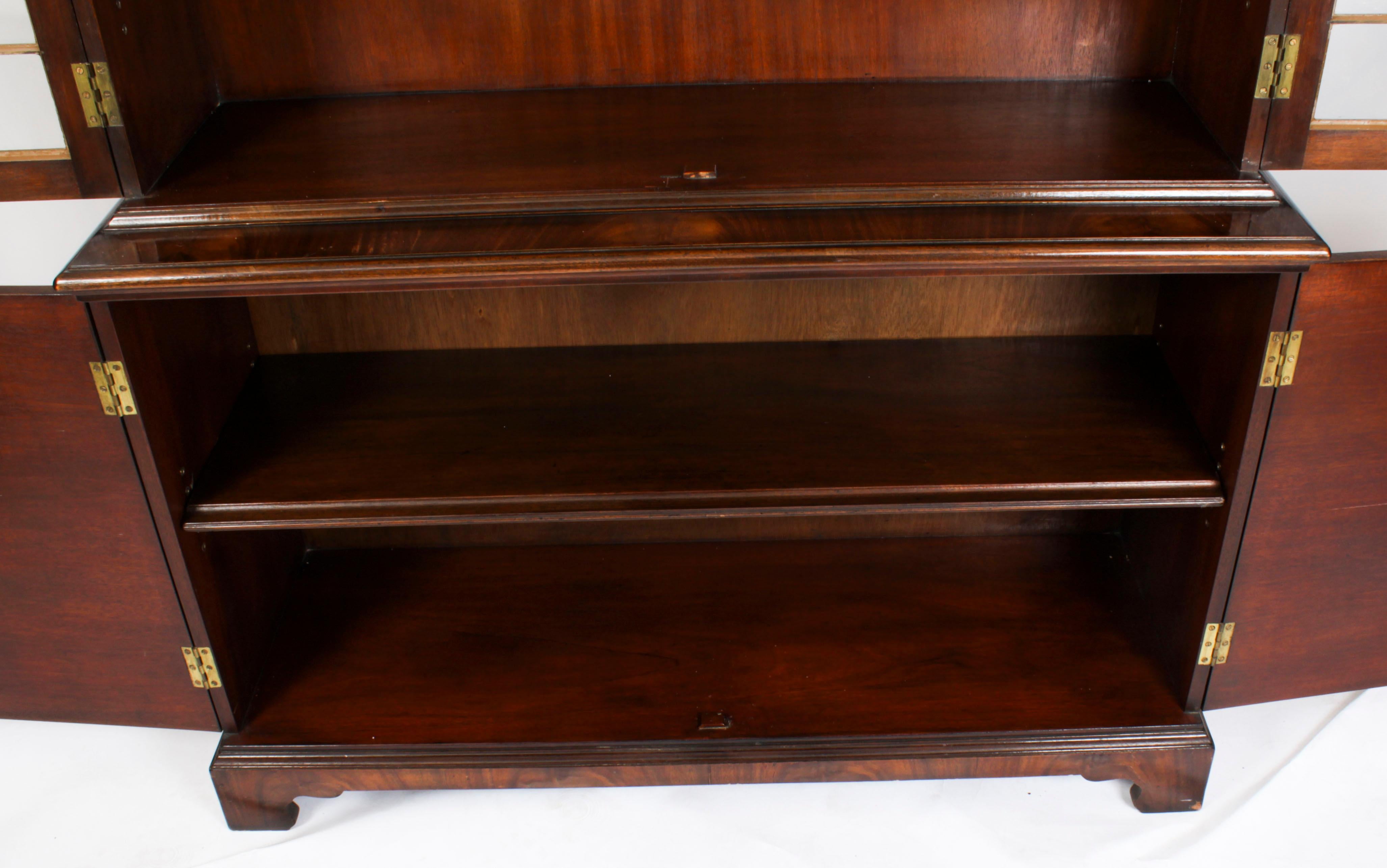 Vintage Pair English George III Revival Library Bookcases 20th C 11