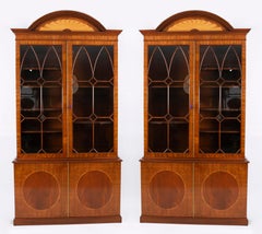 Vintage Pair English George III Revival Library Bookcases 20th Century