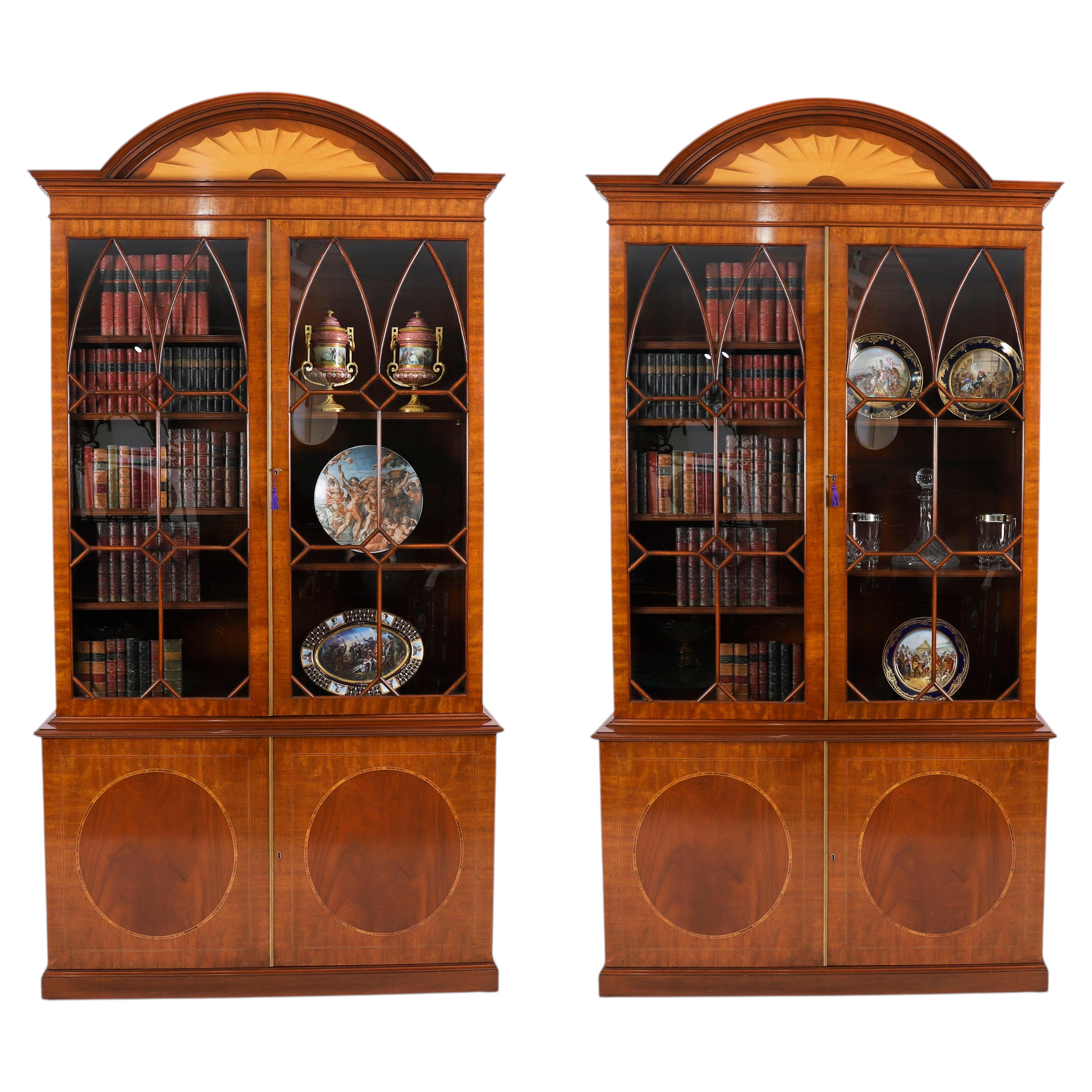 Vintage Pair English George III Revival Library Bookcases 20th Century