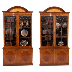 Vintage Pair English George III Revival Library Bookcases 20th Century