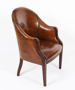 Coppia vintage di sedie da scrivania in pelle inglese Regency Revival, metà del XX secolo