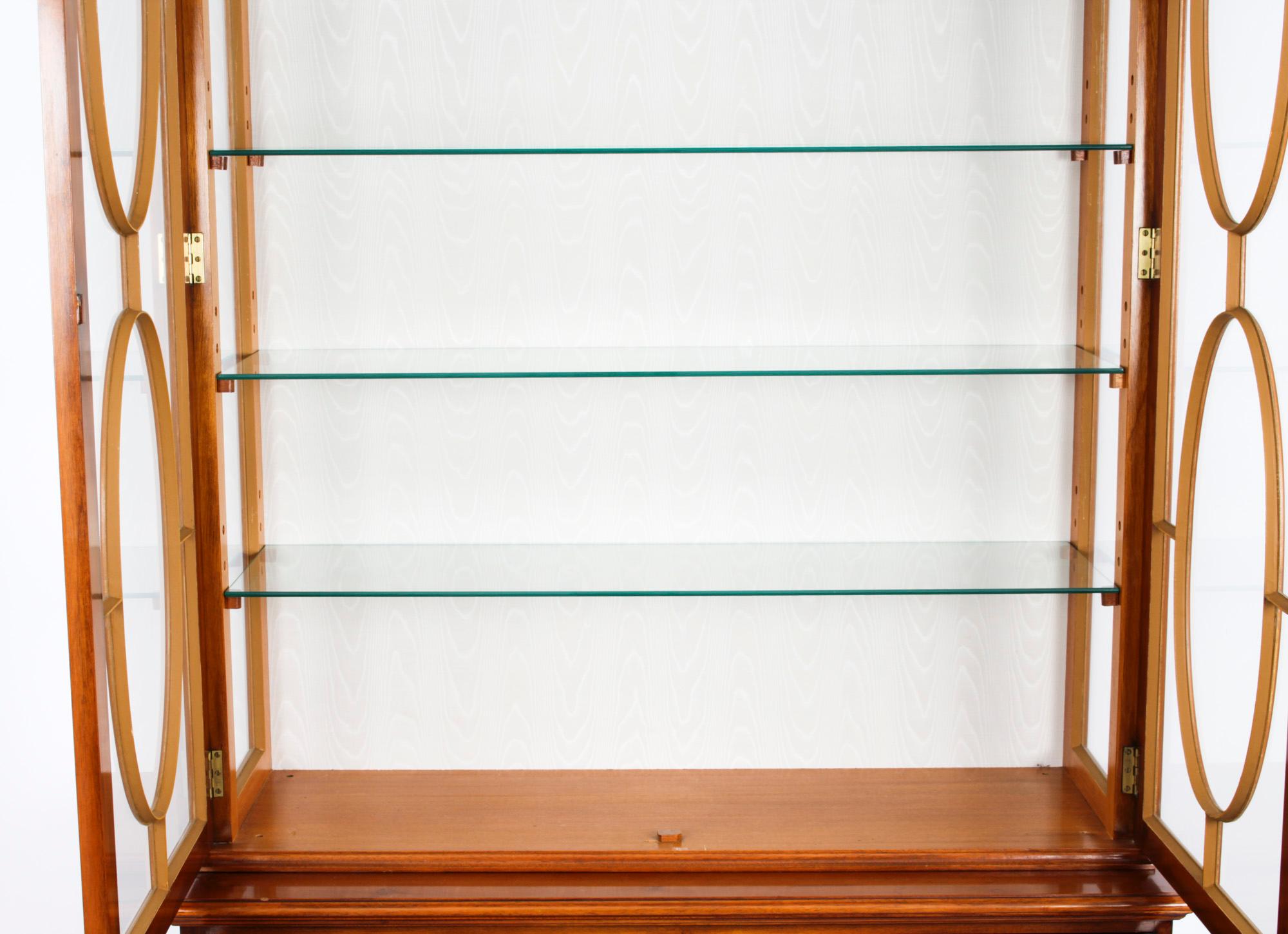 Vintage Pair English Yew Wood Library Bookcases Display Cabinets, 20th C 10