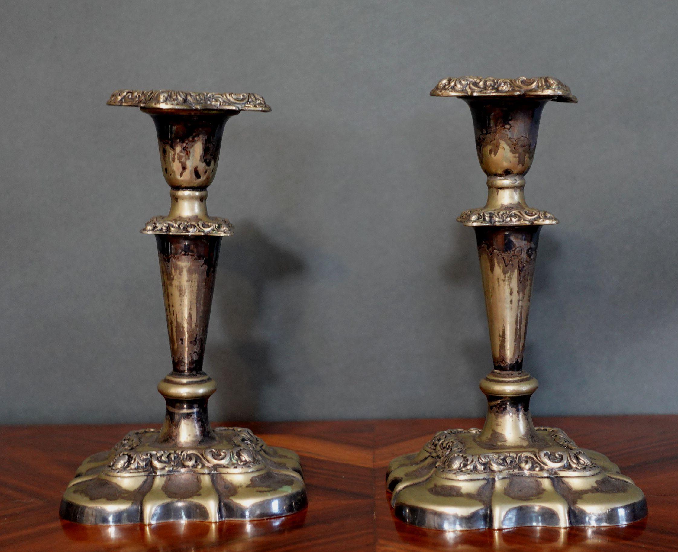 Vintage pair Fancy Gorham silver plate candlesticks with Inserts No. 20702. 7
