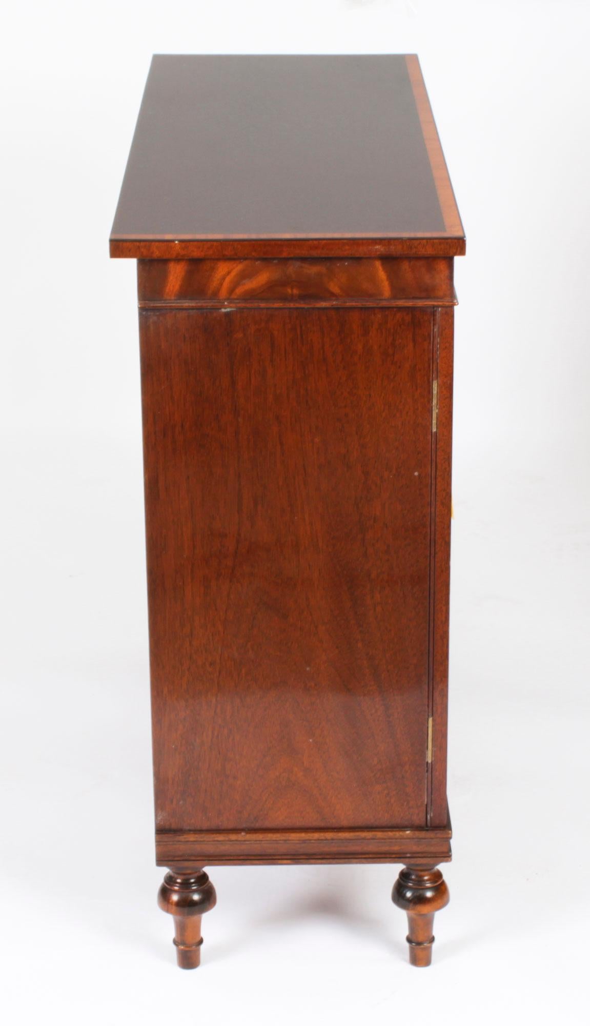 Vintage Pair Flame Mahogany Side Cabinets by William Tillman Late 20th Century For Sale 11