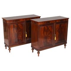 Vintage Pair Flame Mahogany Side Cabinets by William Tillman Late 20th Century