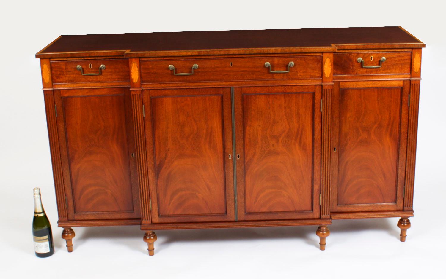 Vintage Pair Flame Mahogany Sideboards by William Tillman, 20th Century 14