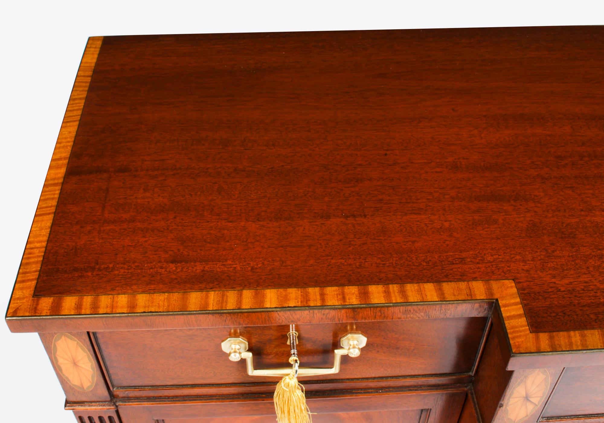 English Vintage Pair Flame Mahogany Sideboards by William Tillman 20th C