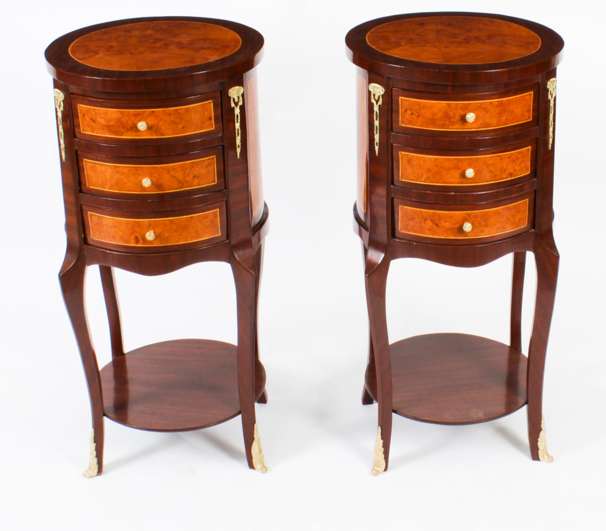 Vintage Pair French Circular Chests Bedside Cabinets Late 20th Century 16