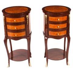 Vintage Pair French Circular Chests Bedside Cabinets Late 20th Century