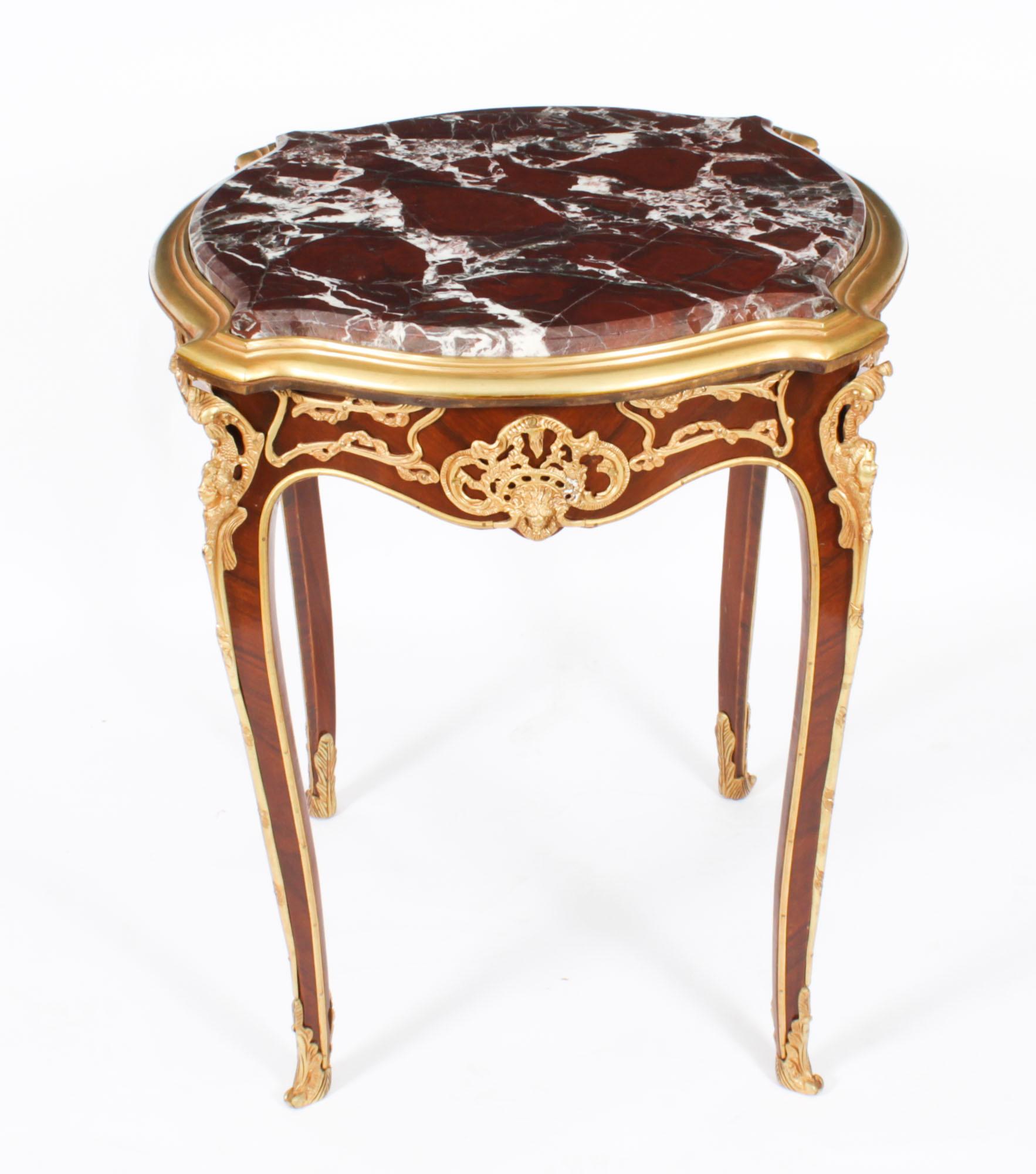 Vintage Pair French Louis Revival Marble & Ormolu Occasional Tables 20th C In Good Condition For Sale In London, GB