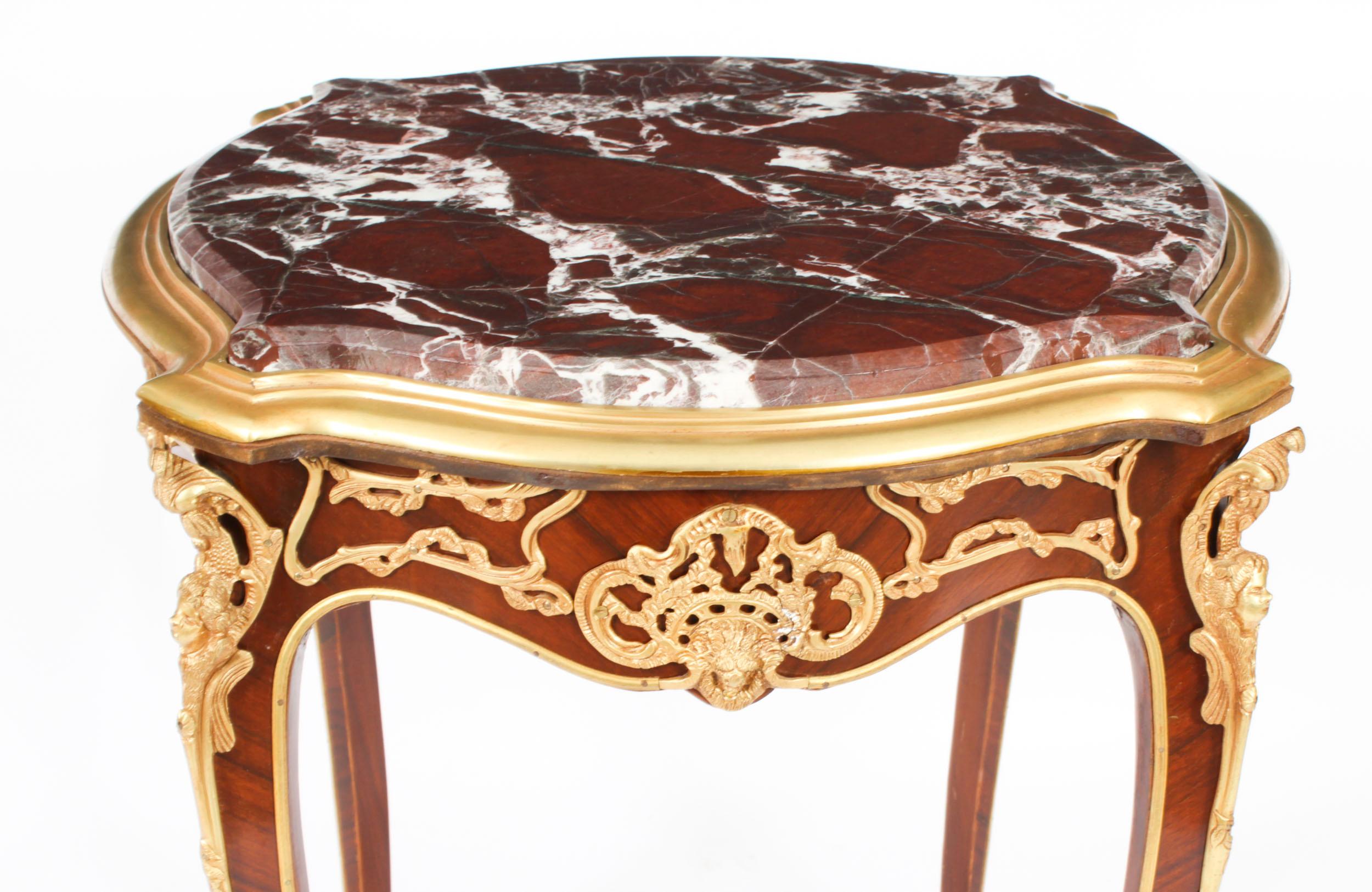 Vintage Pair French Louis Revival Marble & Ormolu Occasional Tables 20th C For Sale 3