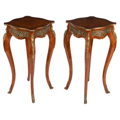 Vintage Pair French Louis Revival Ormolu Mounted Occasional Tables 20th Century
