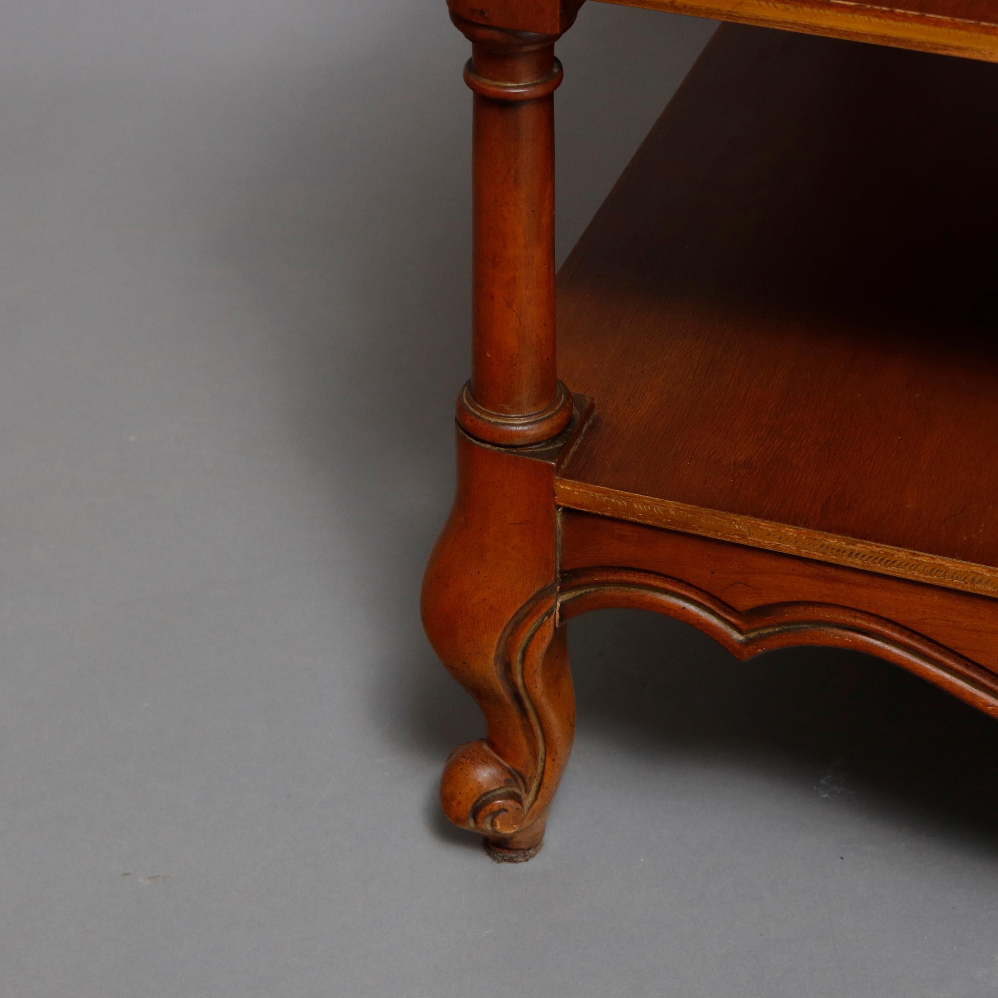 Vintage Pair French Style Mahogany Marble Top End Tables, 20th Century 3