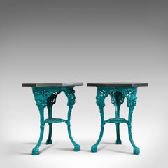 Vintage, Pair, Galaxy Granite, Table, English, Cast Iron, Side, Dominic Hurley