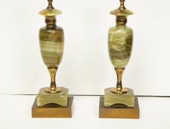 Vintage Pair of Green Onyx Deco Lamps