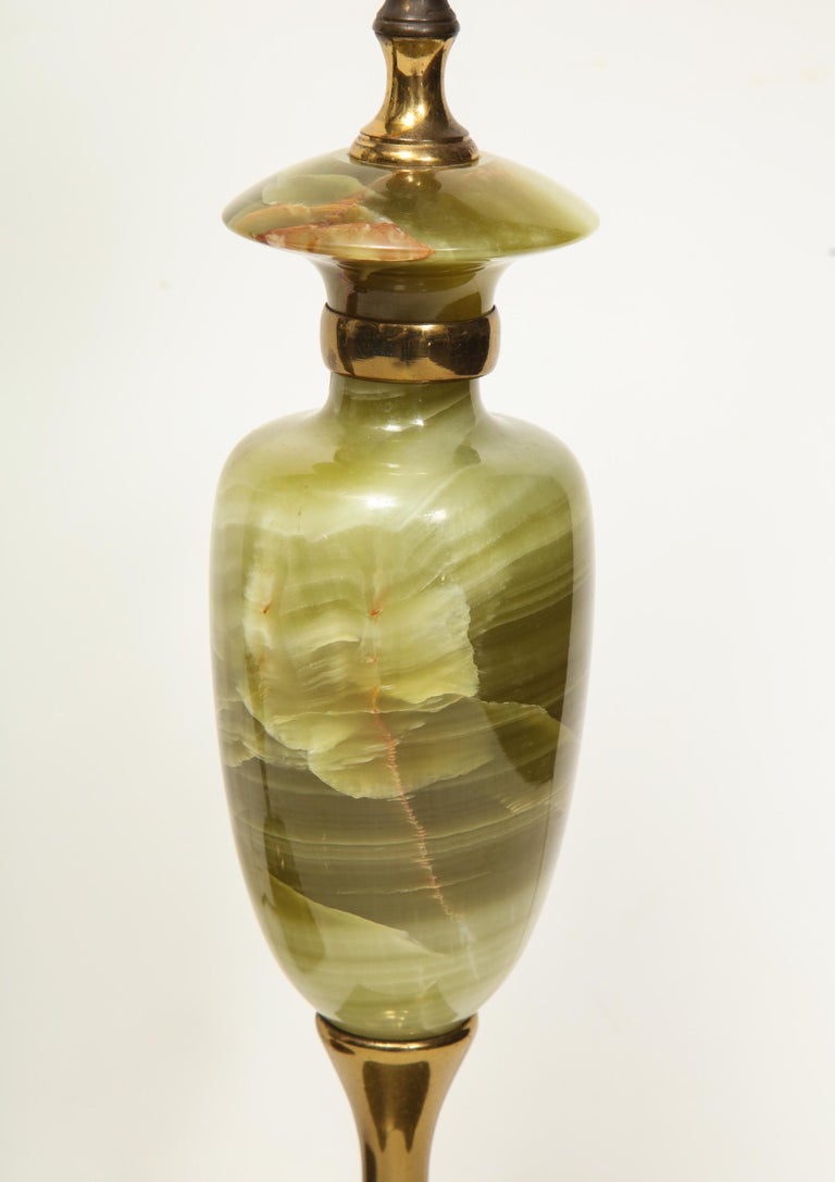 Vintage Pair of Green Onyx Deco Lamps at 1stDibs