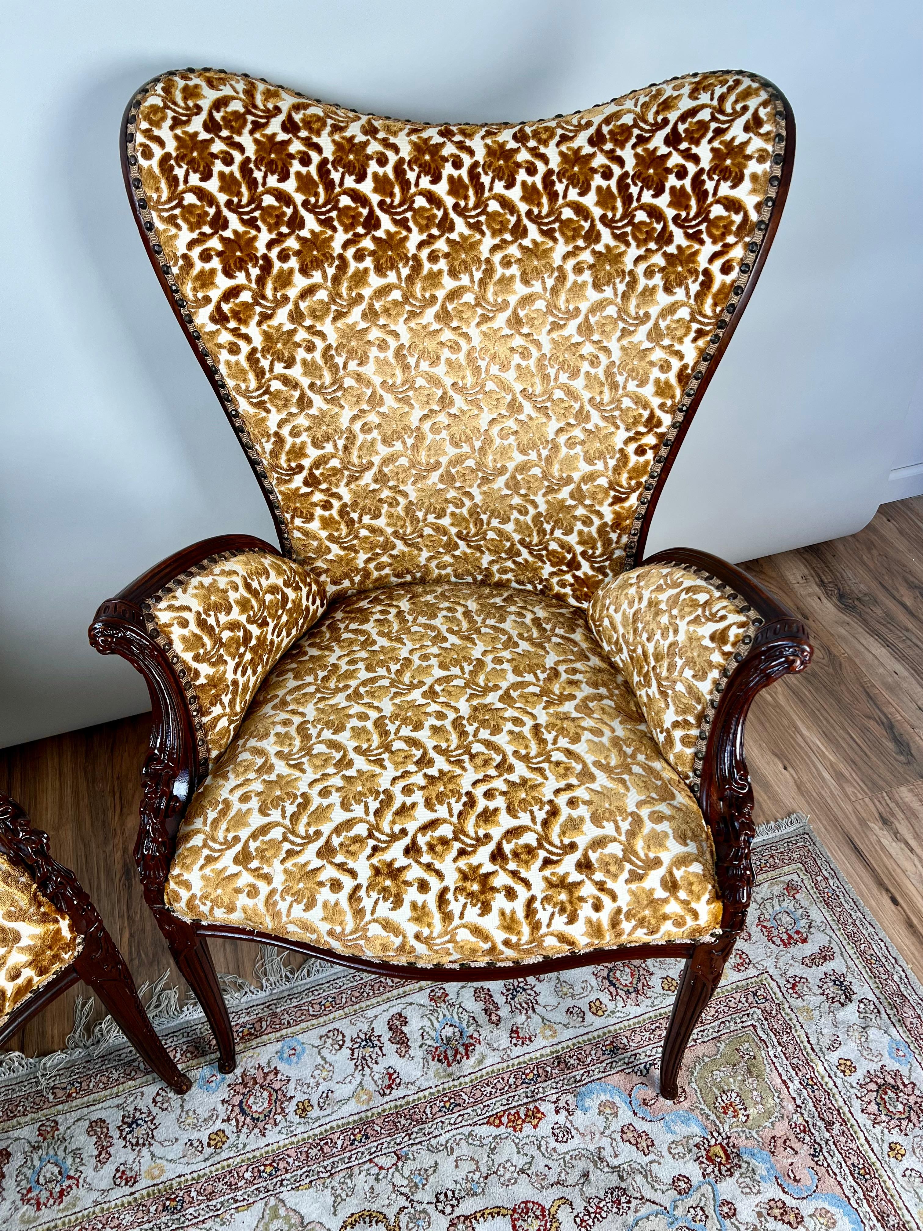 Paire de chaises de cheminée Grosfeld House Hollywood Regency, vers 1940 Bon état - En vente à Westfield, MA