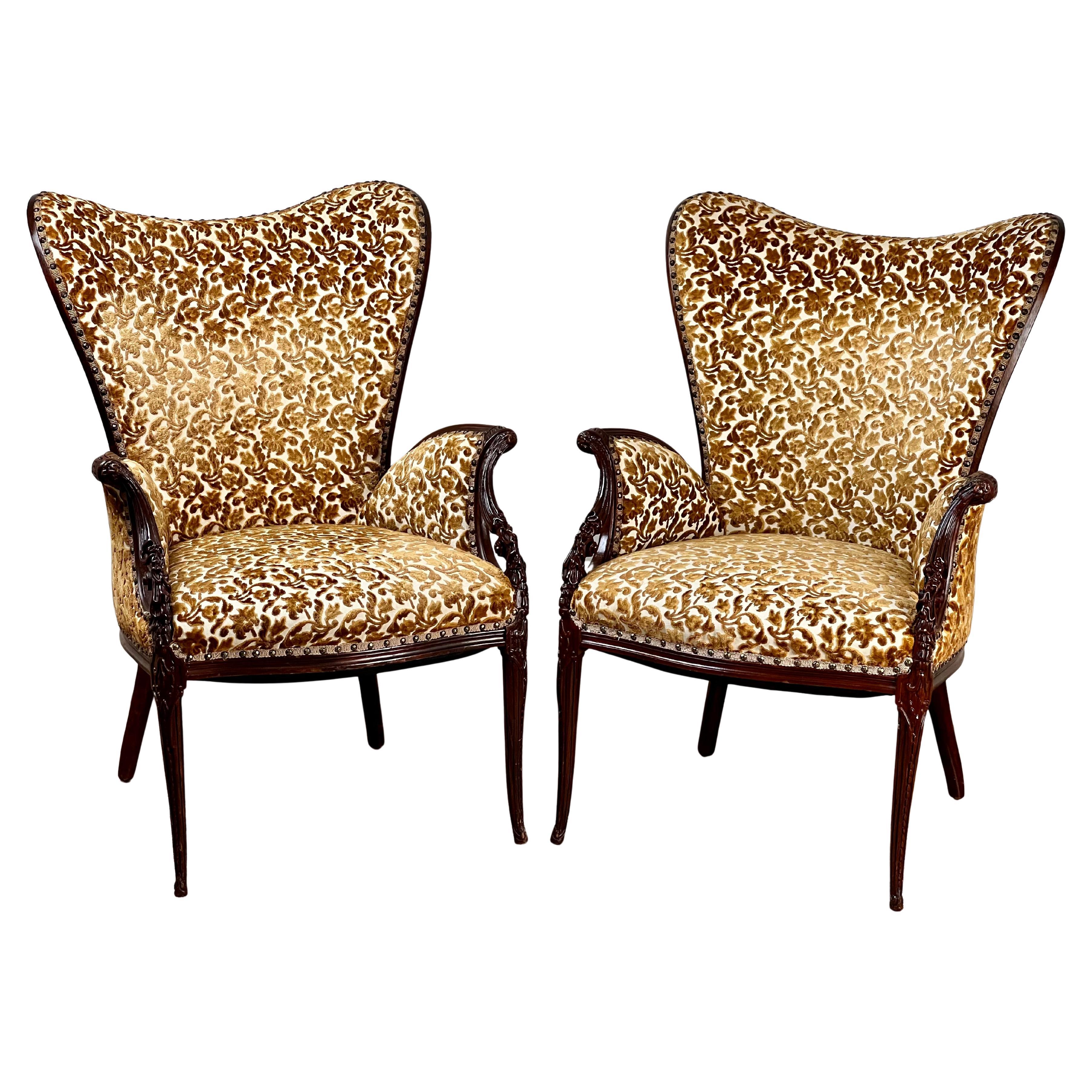 Vintage Pair Grosfeld House Hollywood Regency Fireside Chairs c. 1940